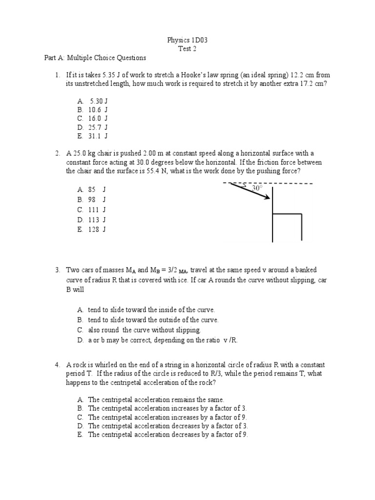 Physics 1D03 Test 2 Questions | PDF | Cartesian Coordinate System ...