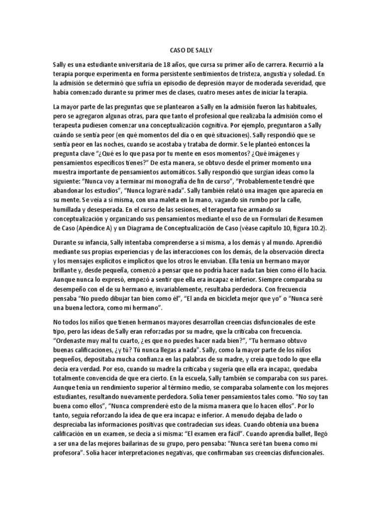Caso de Sally | PDF | Depresión (estado de ánimo) | Pensamiento