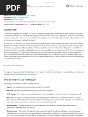 Patient handoffs - UpToDate