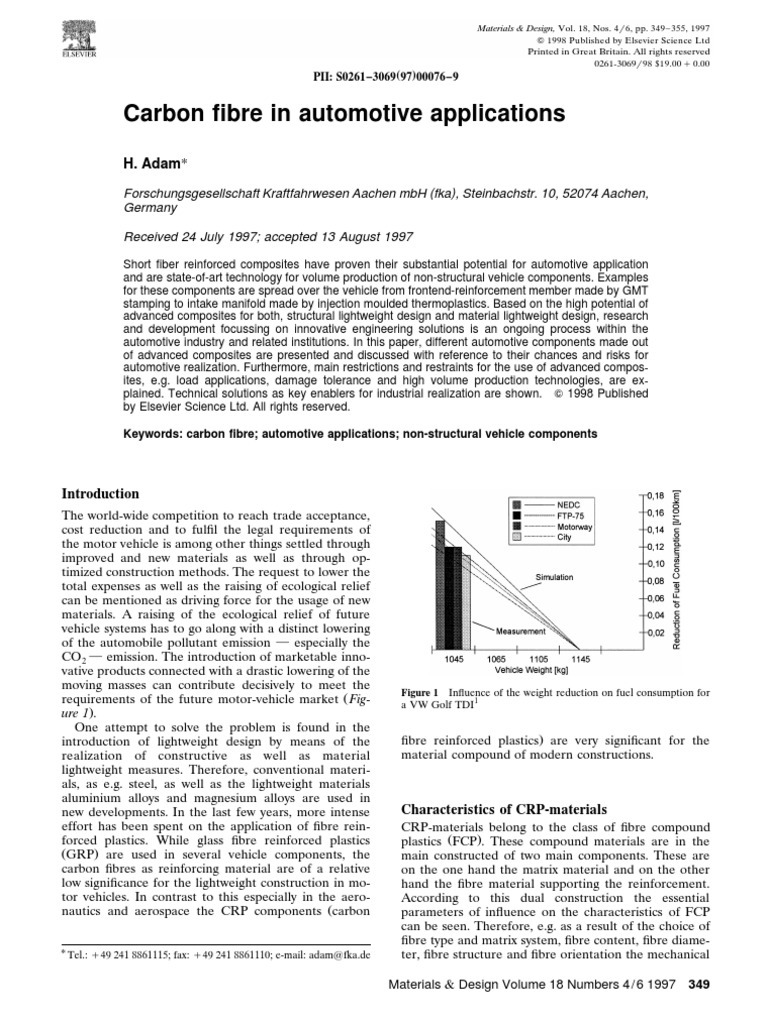 Carbon Fibre In Automotive Applications Pdf Composite Material Fibers