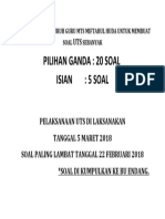 Soal UTS MTS Miftahul Huda dikumpulkan 22 Februari