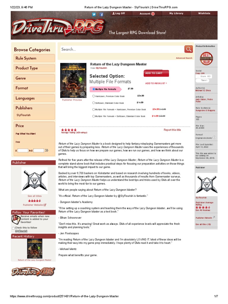 Return of The Lazy Dungeon Master - SlyFlourish | PDF | Dungeons