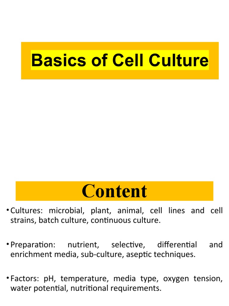Cell Culture Introduction PDF Cell Culture Growth Medium
