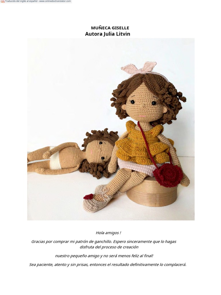 Patrón de Muñeca Giselle a Crochet | PDF | Tejer | Artes Textiles
