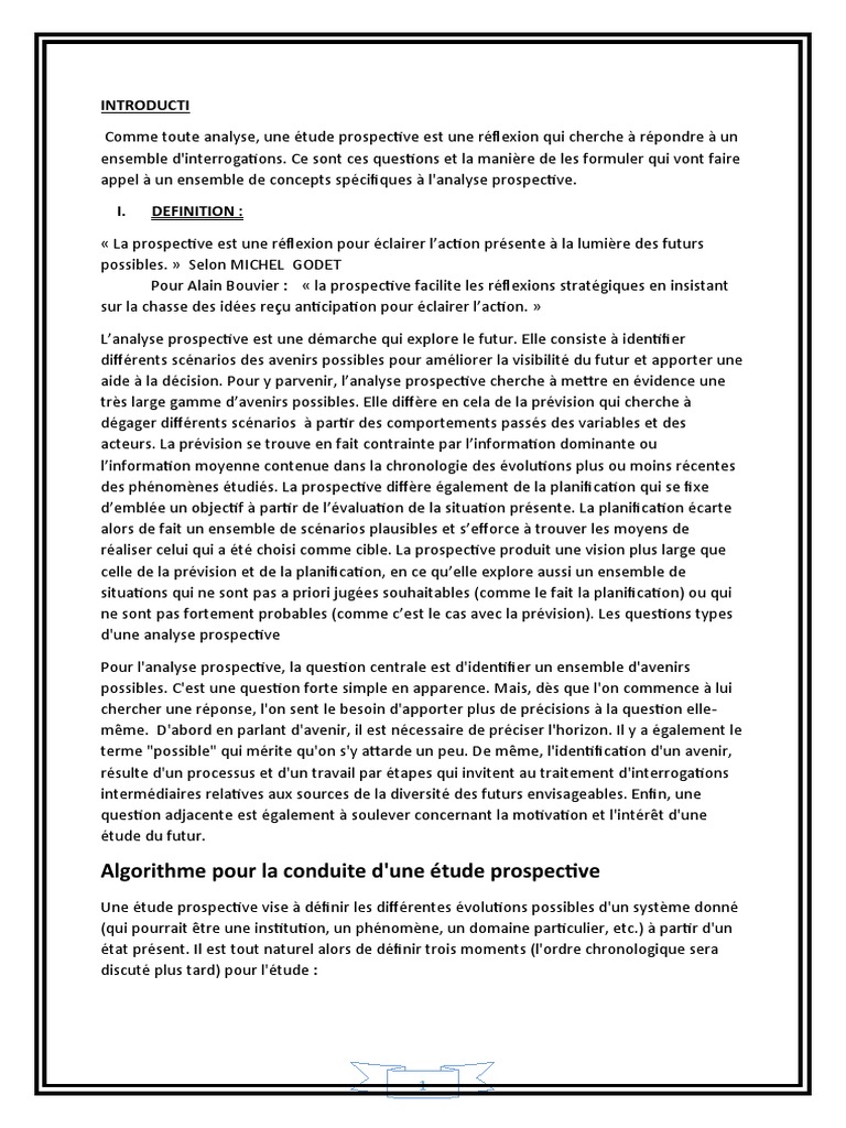 Définition de la prospective | PDF | Analyse SWOT | Planification