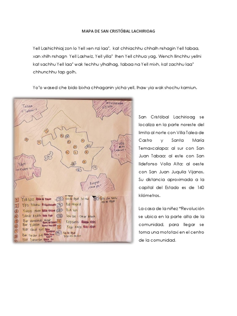 Mapa de San Cristóbal Lachirioag descripción geográfica y aspectos