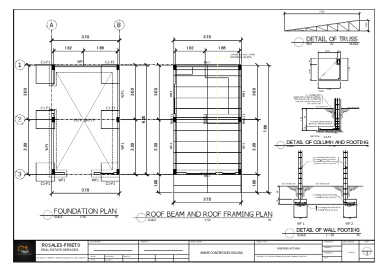 Foundation Plan Roof Beam and Roof Framing Plan Detail of Truss PDF