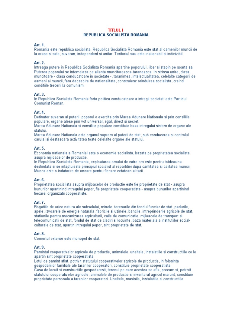 Constitutia Romaniei-1965 | PDF
