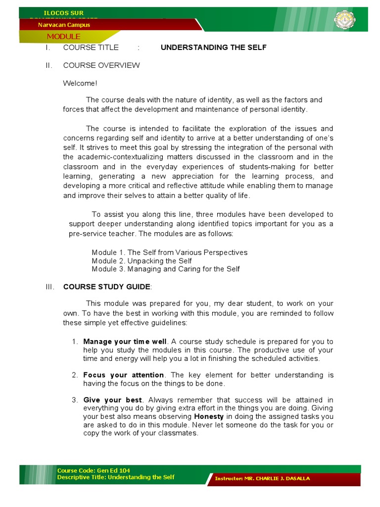 Understanding the Self Module | PDF | Soul | Philosophy Of Self
