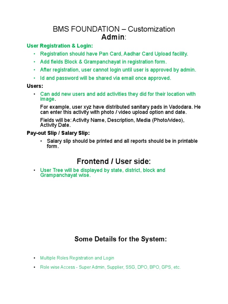 BMS Foundation Customization PDF