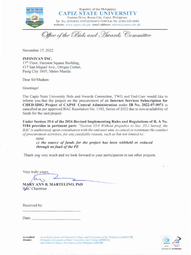 Capiz State Letter | PDF