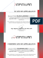 Certificate of Apperance