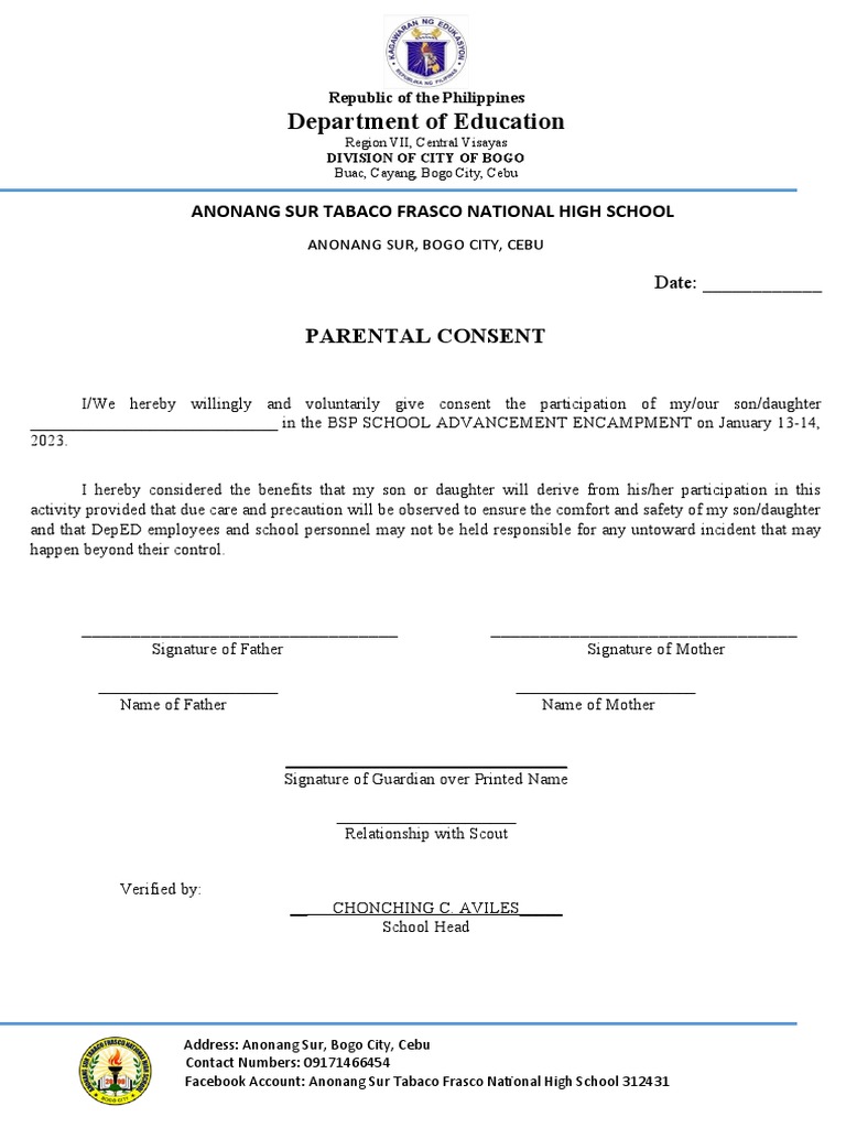 Parent Consent for BSP Encampment | PDF