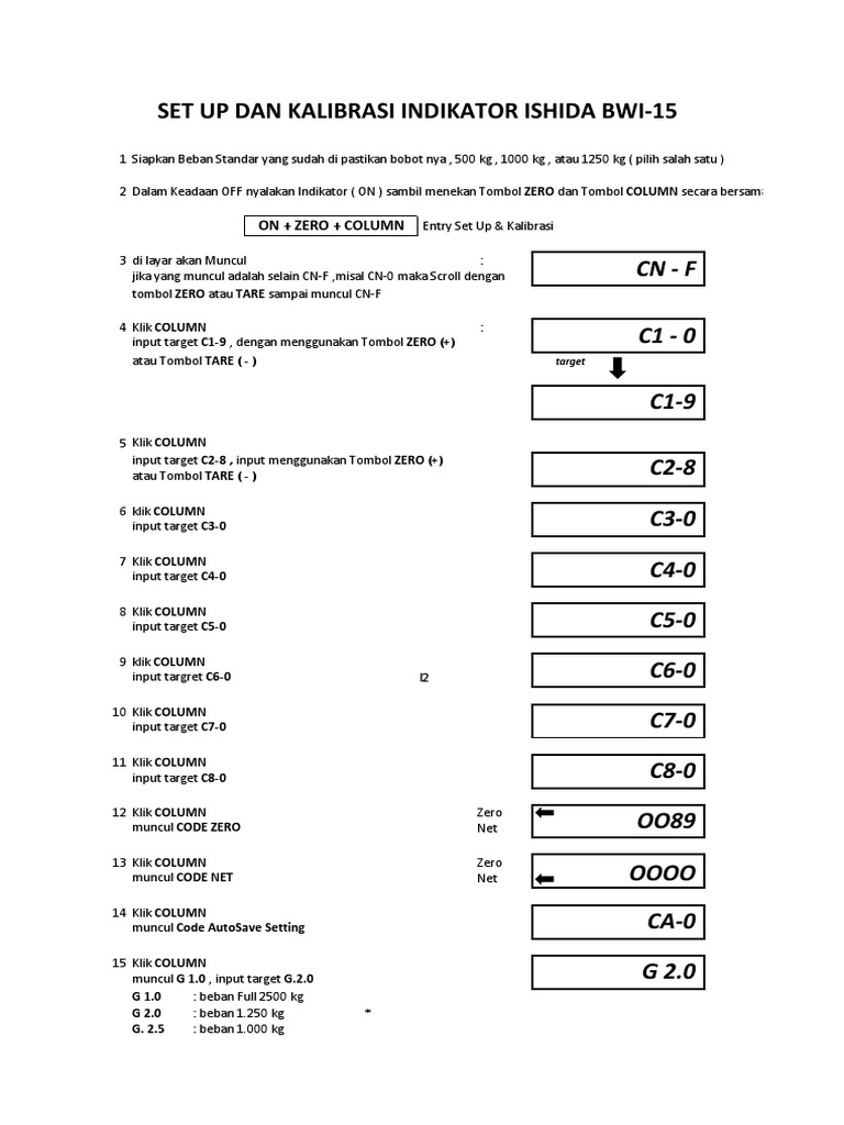 Set Up Ishida Bwi-15 Indicator | PDF