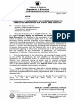 RM - No. - 168 - S. - 2022 Submission of Application For Government Permit To Operate or Recognition For School Year 2022-2023