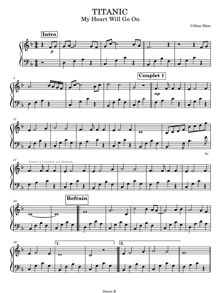 Easy_Partition_Piano_Titanic__My_Heart_Will_Go_on_ PDF