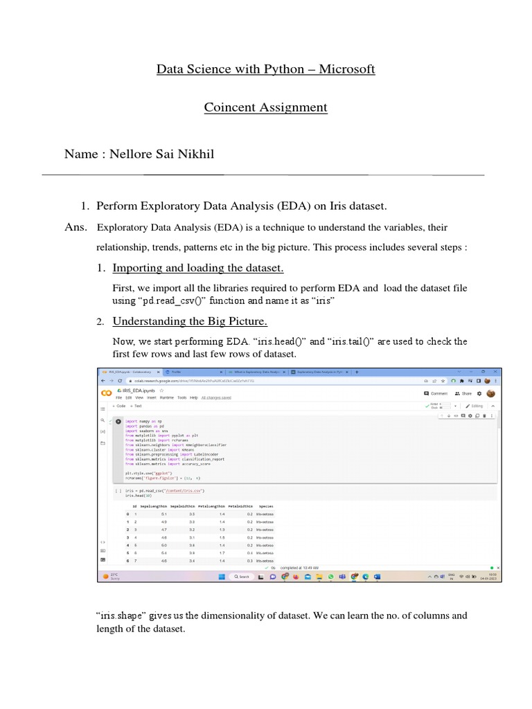 Coincent data science with python assignment pdf machine learning