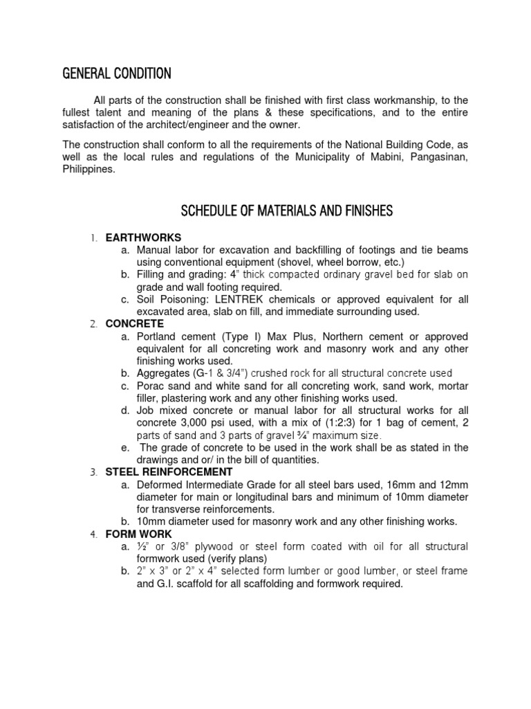 ARCHITECTURAL SPECIFICATIONS SAMPLE PDF visual data 2