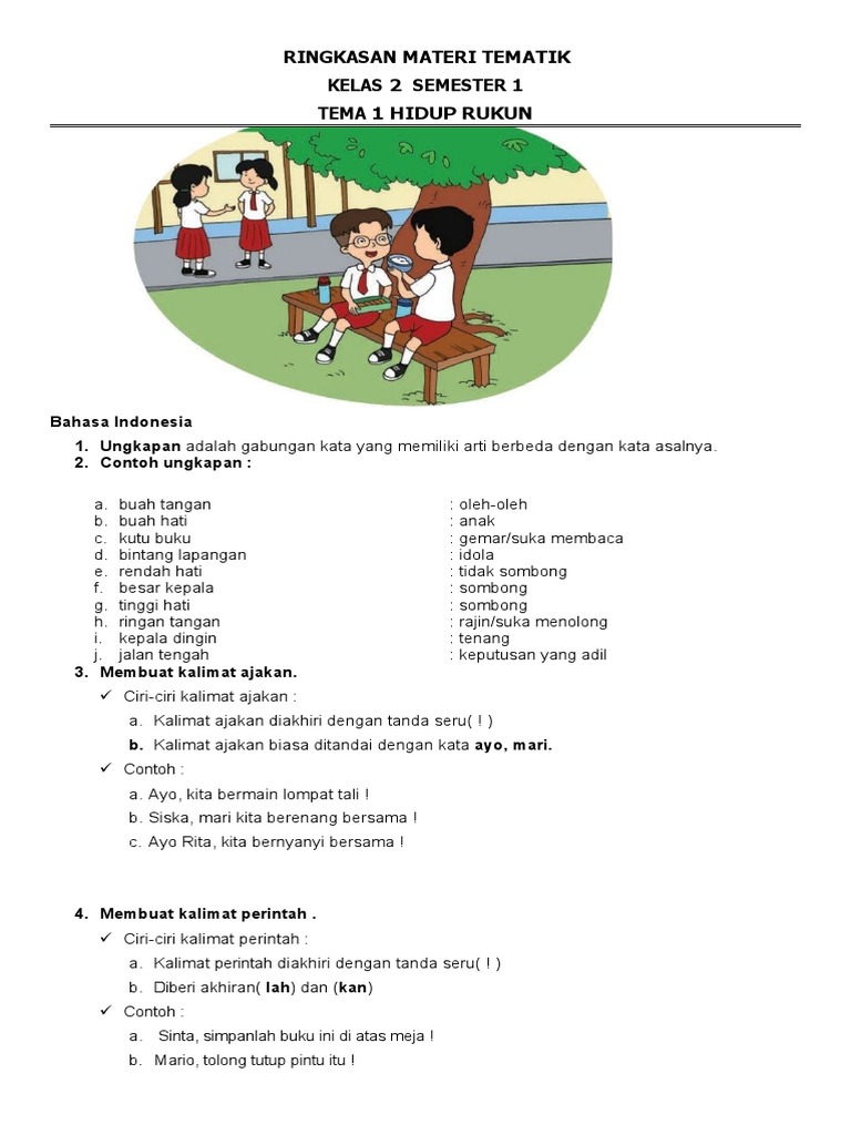 RINGKASAN MATERI TEMATIK Kelas 2 | PDF