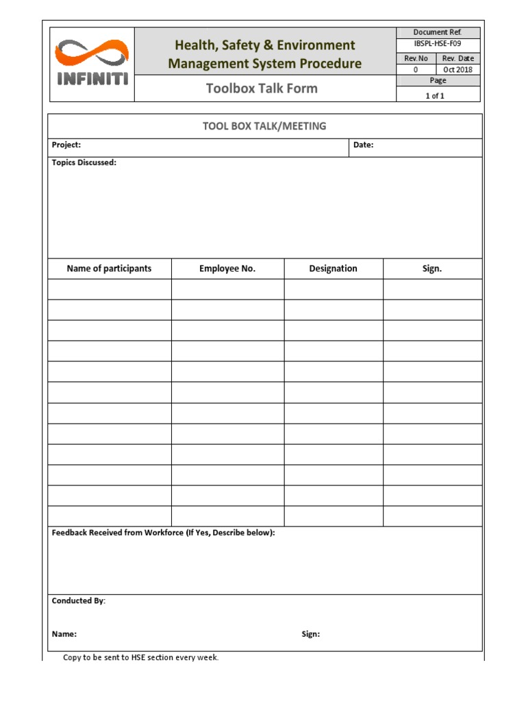 IBSPL HSE F09 Toolbox Talk PDF