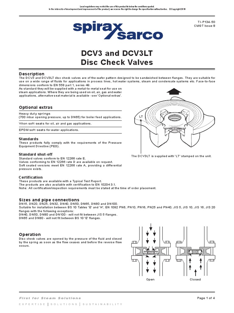 Spirax Sarco - Non Return Valve Type DCV3 | PDF | Valve | Stainless Steel
