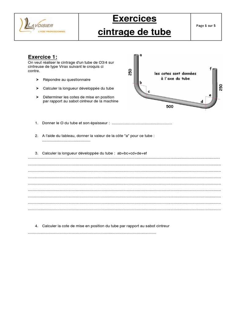 Calculs de Cintrage de Tubes Acier PDF Ingénierie mécanique — free download