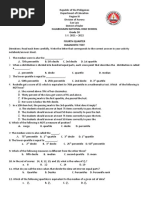 Math - Diagnostic Test - 4th Quarter