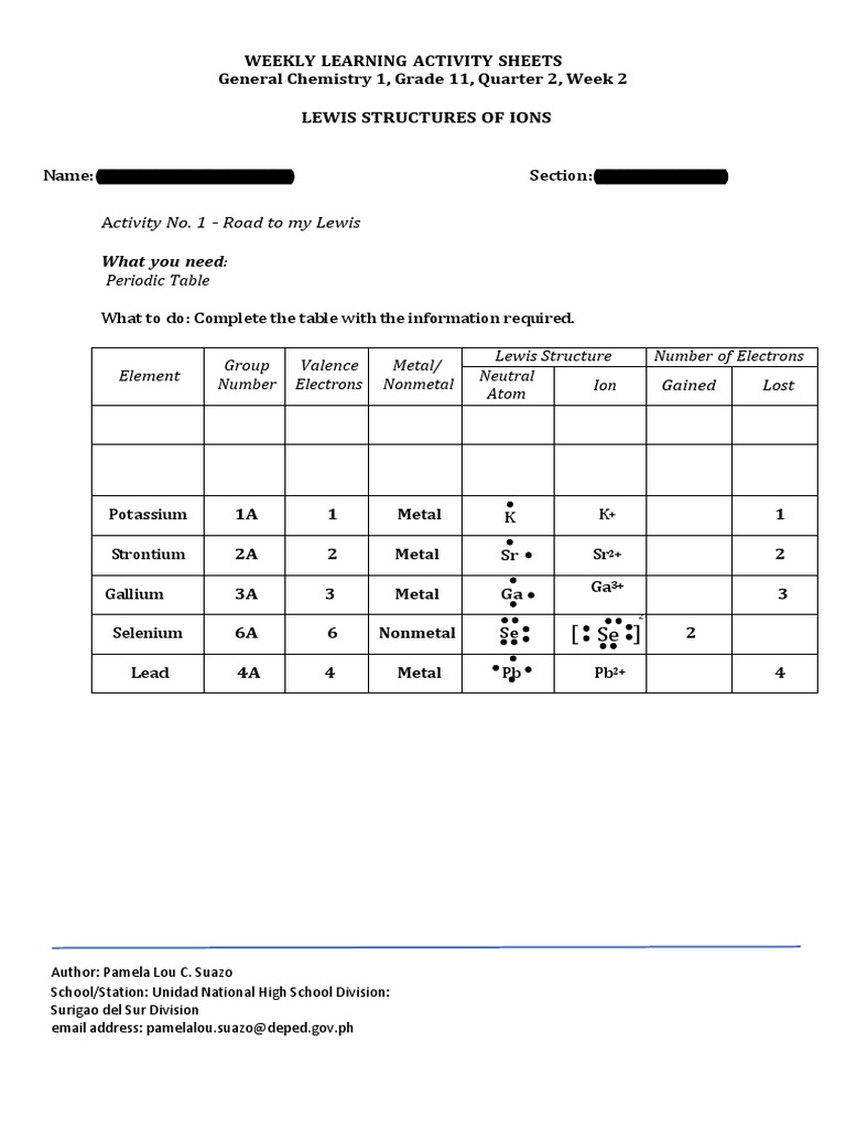 Lewis Structure Activity | PDF