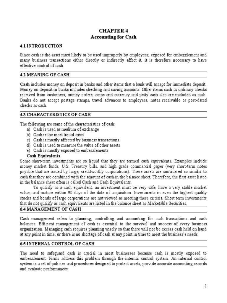 Accounting For Cash | PDF | Deposit Account | Debits And Credits