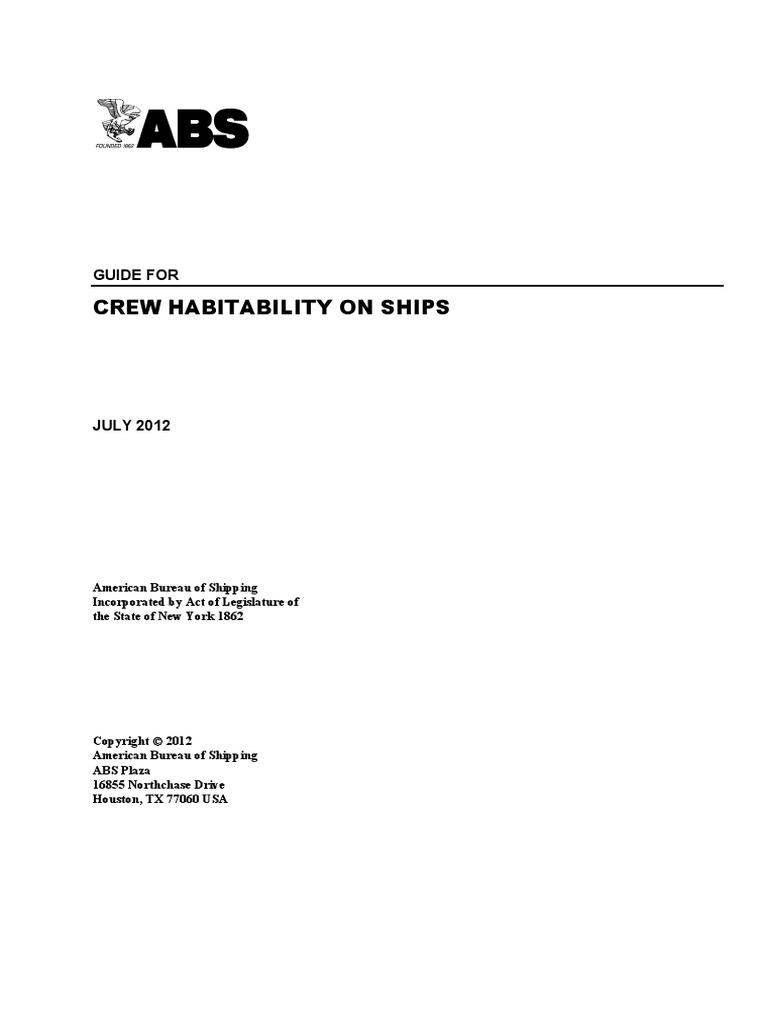 ABS Guide For Crew Habitability On Ships (July 2012 Edition) PDF