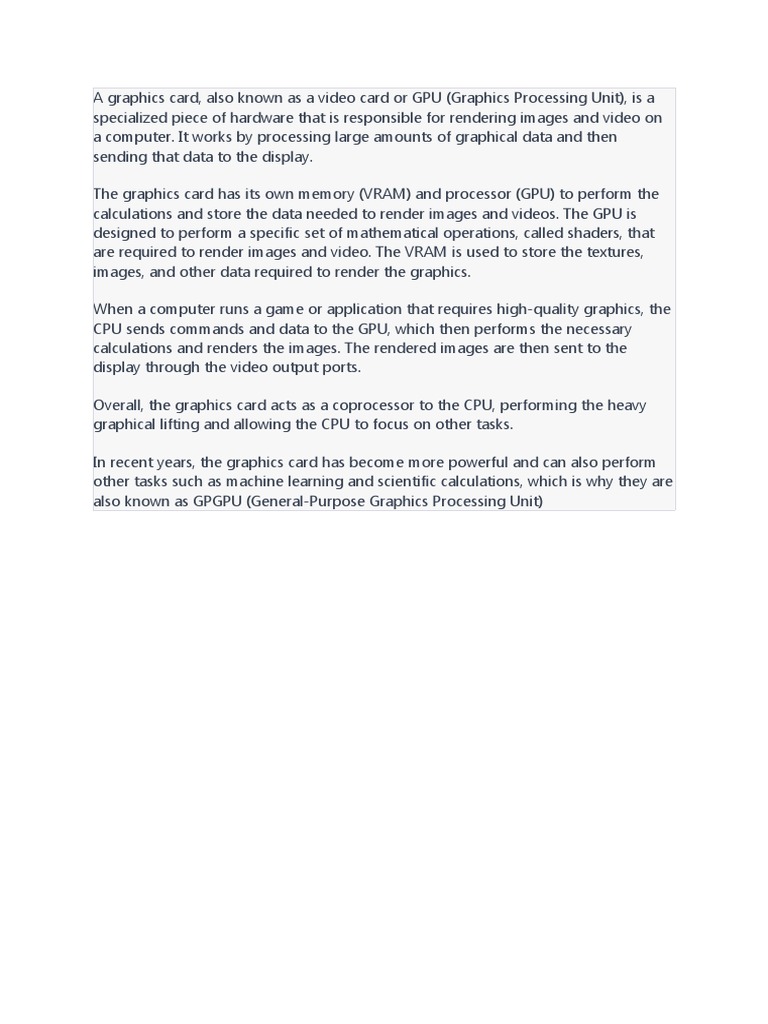 Understanding Graphics Card Functions | PDF