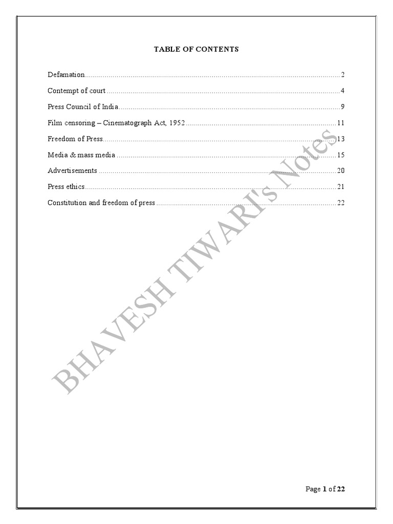 Media law full notes pdf defamation mass media
