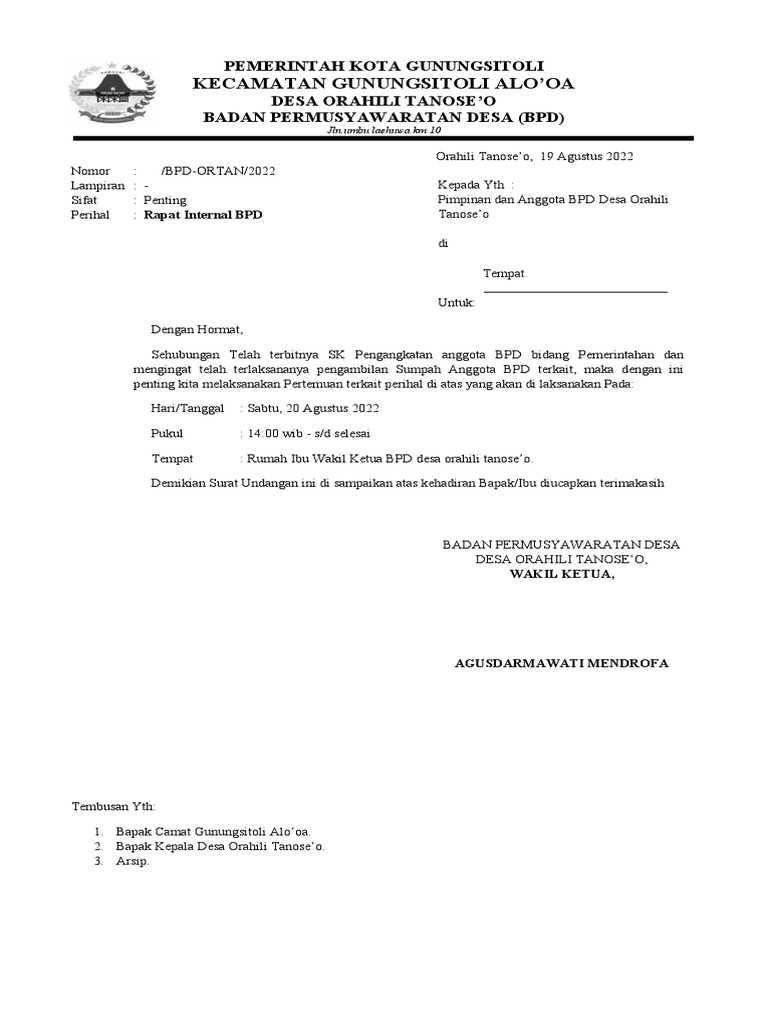 Rapat Internal BPD 231222 | PDF