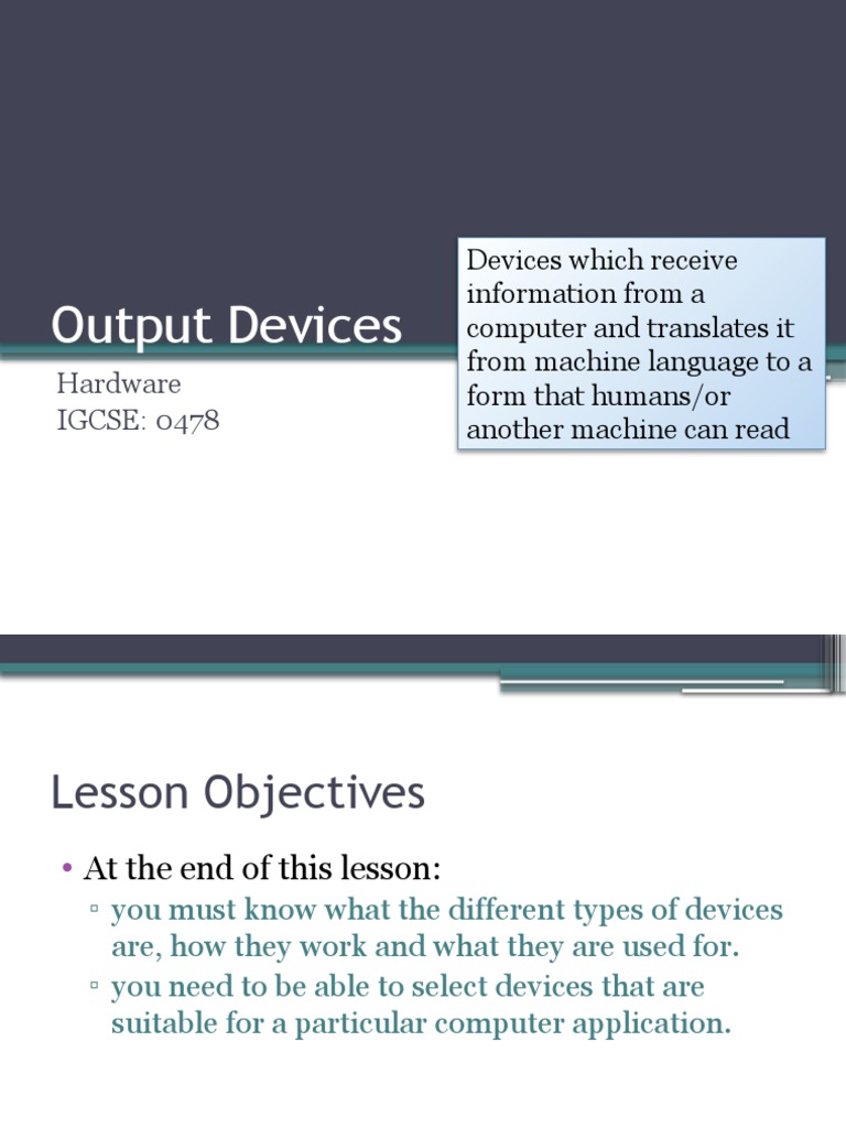 1.5 Output Devices PDF Printer Computer Monitor