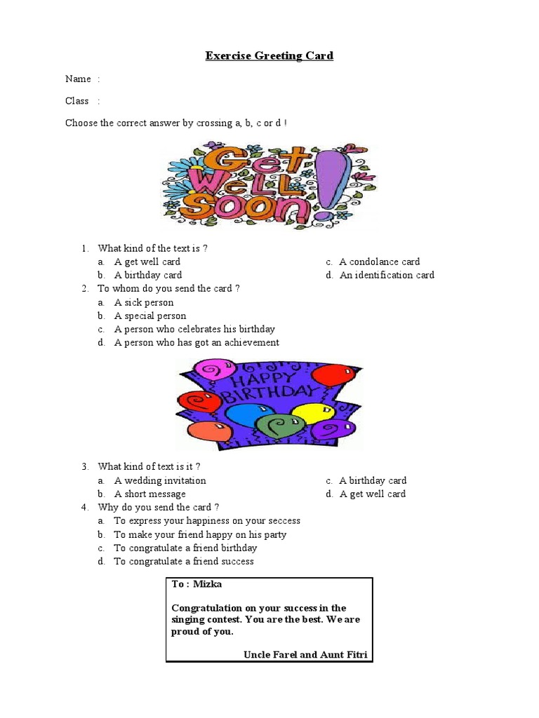 Exercise Greeting Card | PDF
