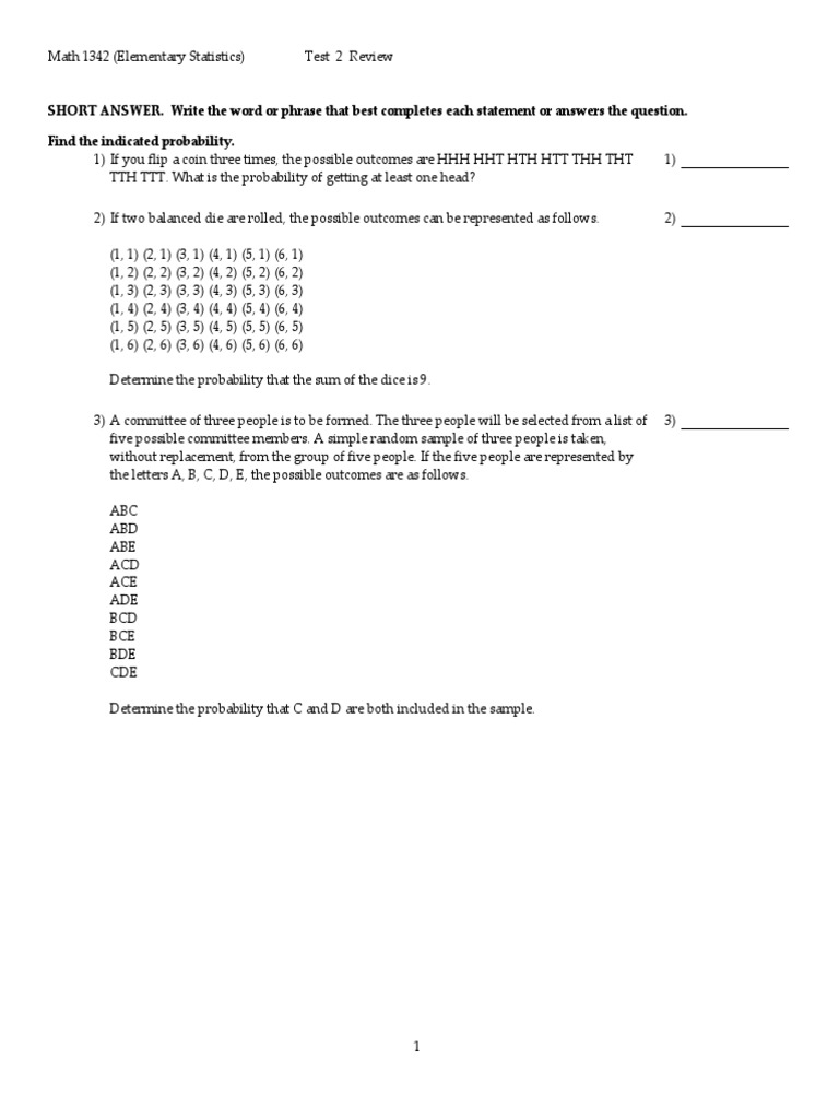 Elementary Statistics Test 2 Review | PDF | Normal Distribution ...