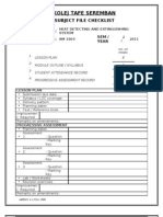 Subject File Checklist
