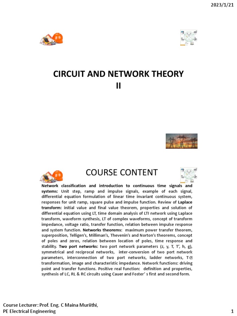 Circuit and Network Theory II Handout Notes Version 2023 PDF