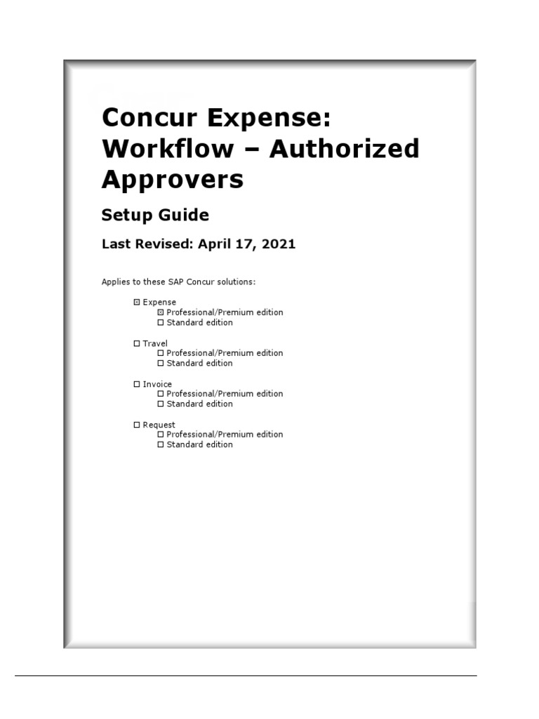 Concur Expense EXP - SG - Workflow - AuthAppr | PDF | Exchange Rate ...