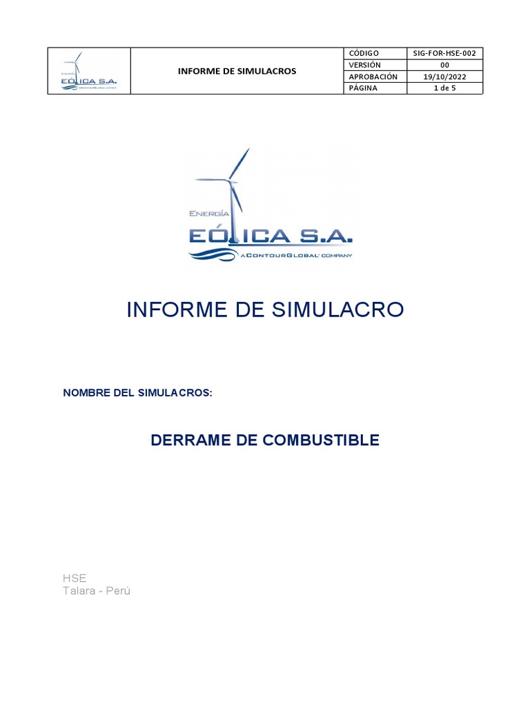 Simulacro - Derrame de Combustible Talara | PDF