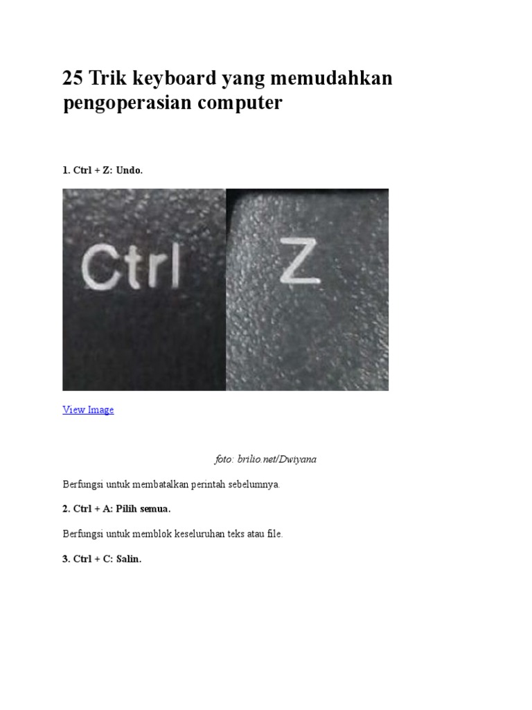 25 Pintasan Keyboard untuk Efisiensi | PDF