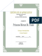 Princess Meran M. Paule: Certificate of Appreciation