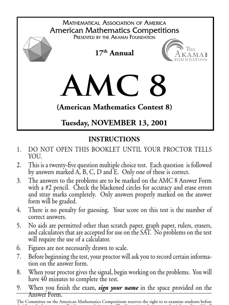 17 Annual: American Mathematics Competitions | PDF