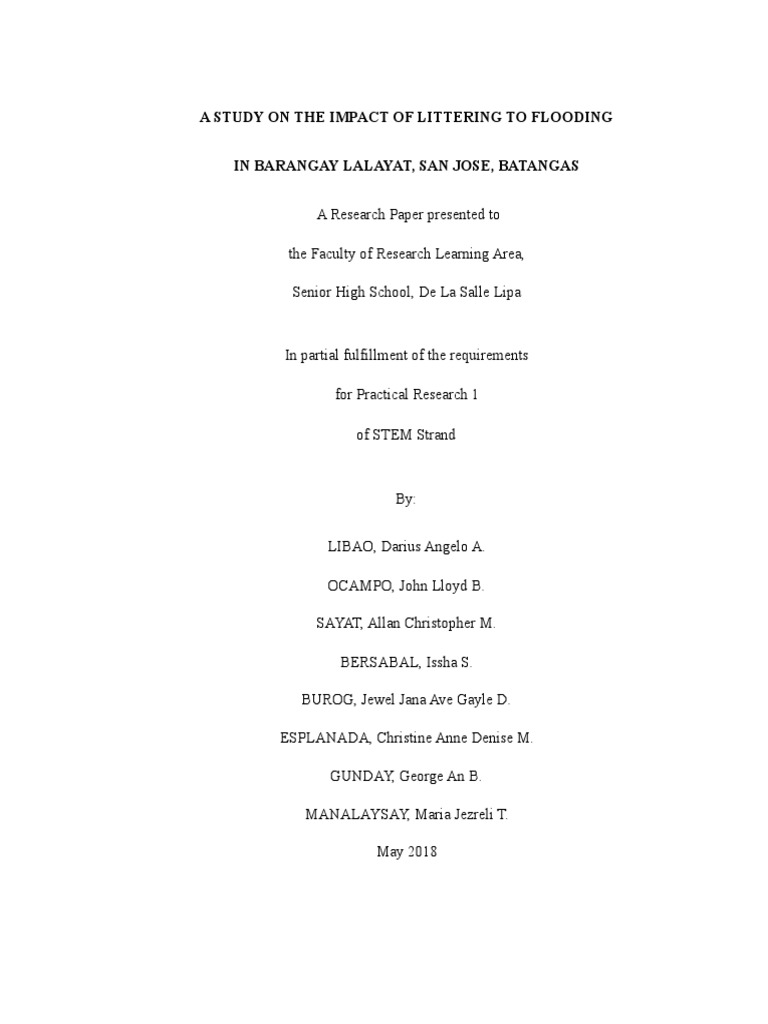 Littering's Role in Barangay Flooding | PDF | Science & Mathematics