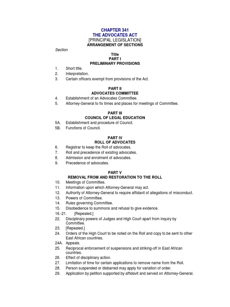 The Advocate Act Cap 341 R E 2002 Pdf Advocate Solicitor