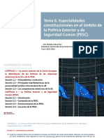 Especialidades constitucionales en la acción exterior de la UE y la PESC