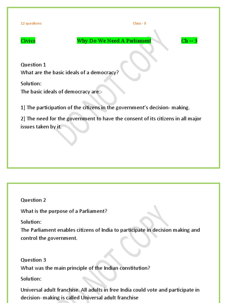 ncert class 8 civics chapter 2 extra question answer
