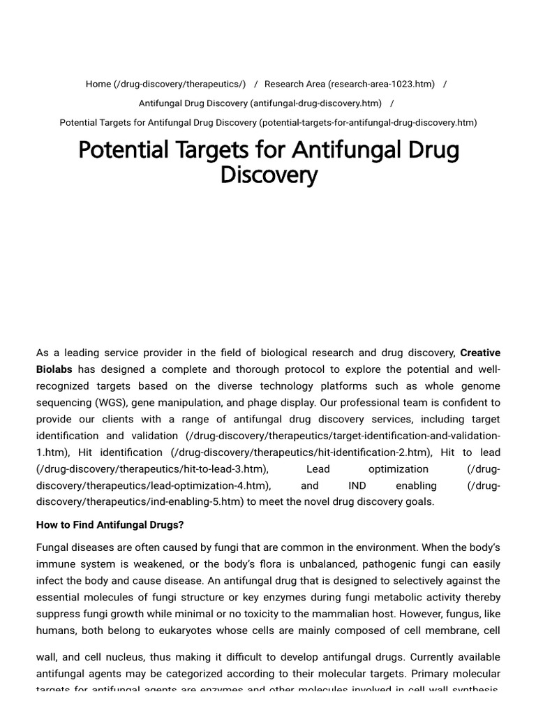 Potential Targets For Antifungal Drug Discovery Creative Biolabs