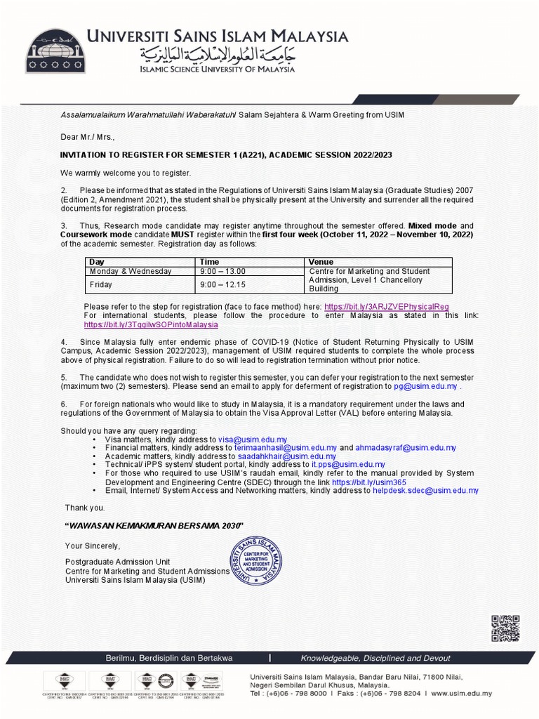 Notice For Registration Procedure (Mixed Mode and Coursework) | PDF ...