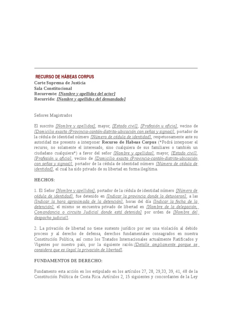Recurso de Hábeas Corpus | PDF | Habeas corpus | Justicia